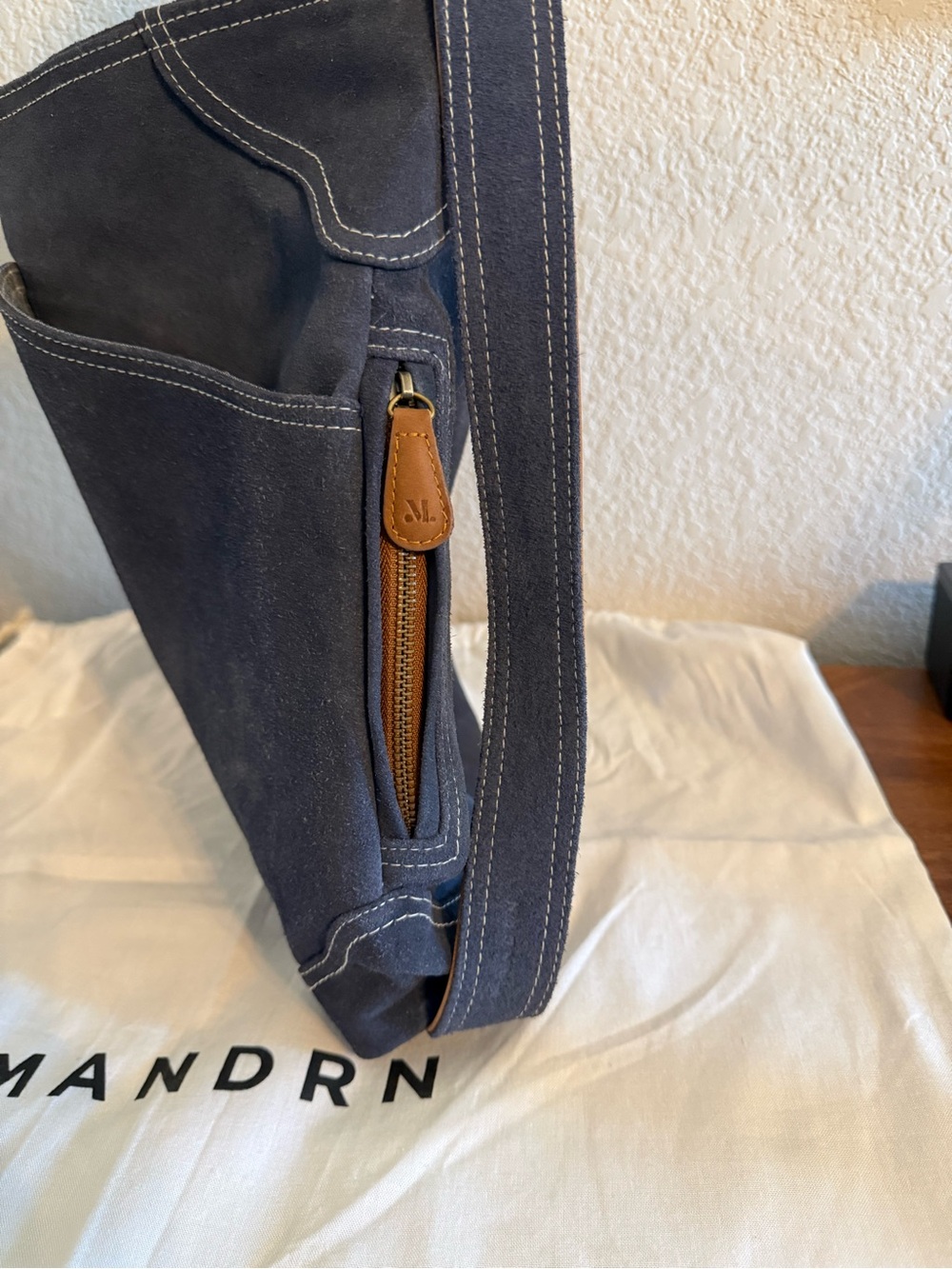 Mandrn Ezra Denim Suede Zip Tote or Backpack Used Once - Picture 3 of 13